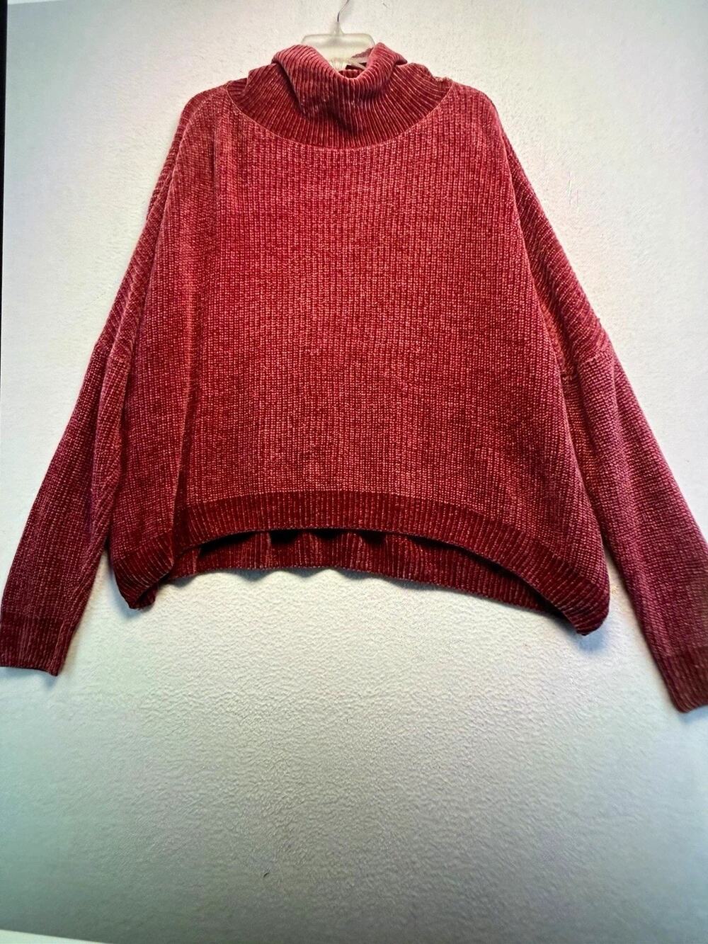 Bella Ella Boutique Burgundy Solid Knit Turtleneck Pullover Sweater Women's 3XL